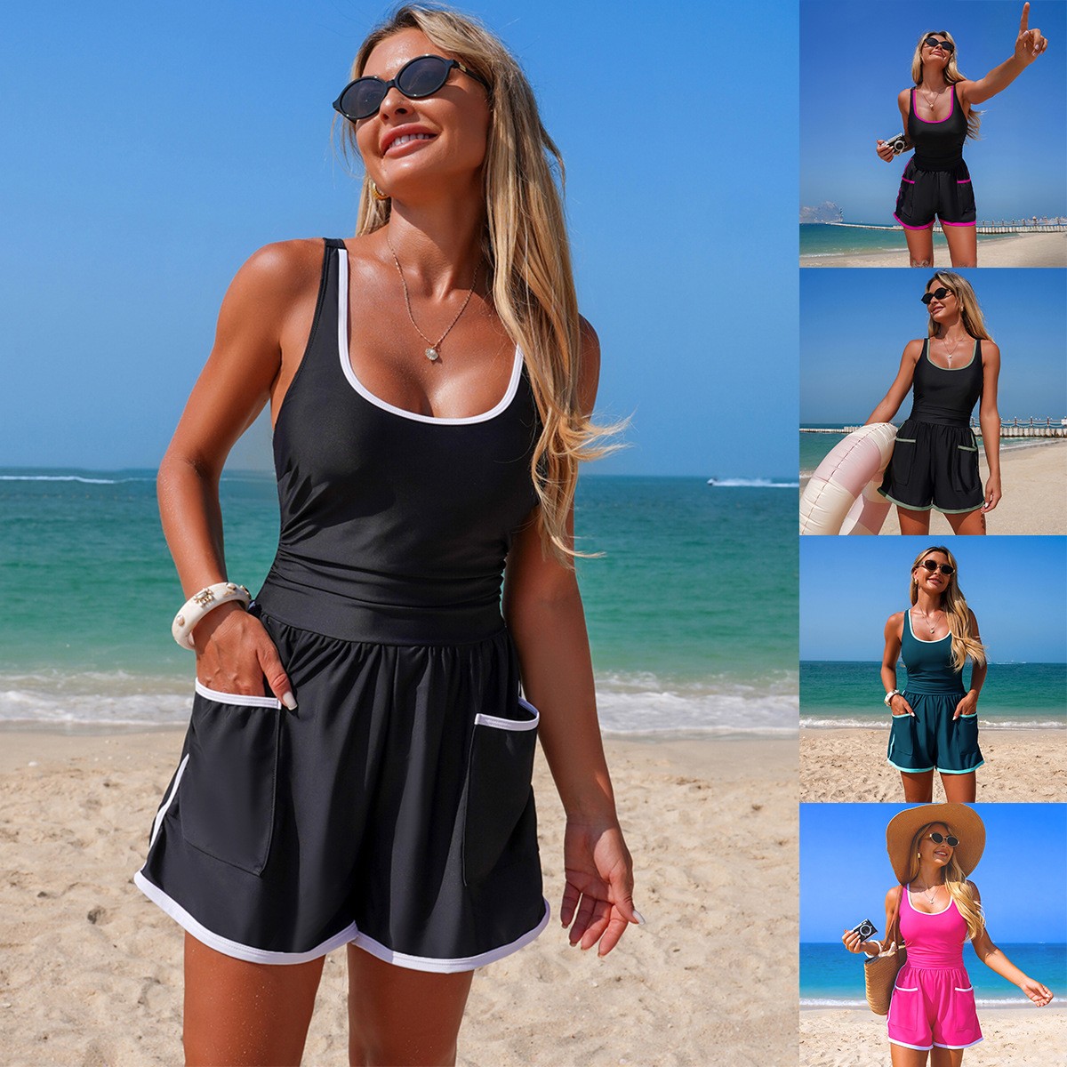 Womens Suit - Baju Renang Satu Potong Hitam dengan