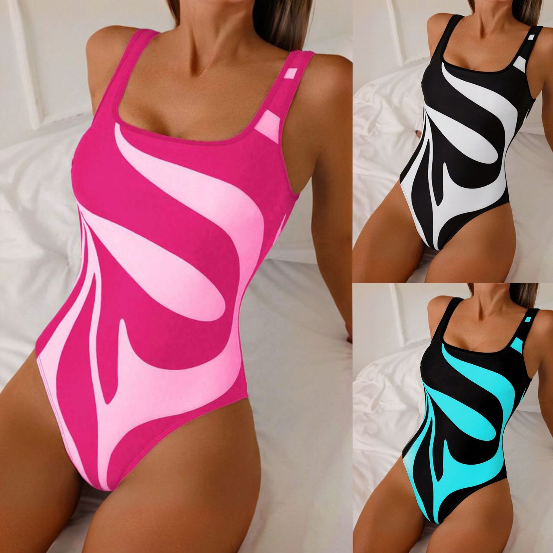 Womens Suit - Tankini Wanita Motif Abstrak Bikini Potongan