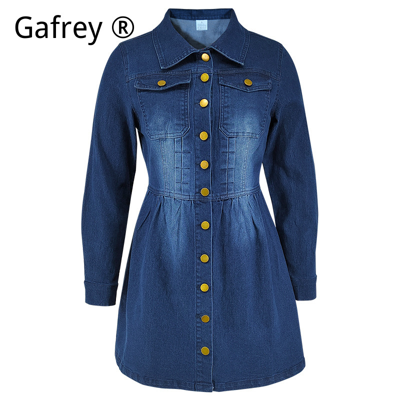 Gaun Denim Wanita Lengan Panja - Midi Dress ulasan dan harga