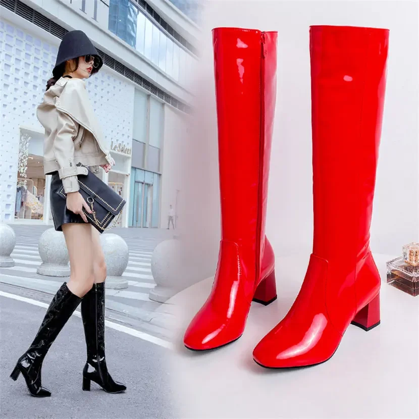 Sepatu bot panjang ritsleting  - Women'S Red Formal Wear ulasan dan harga