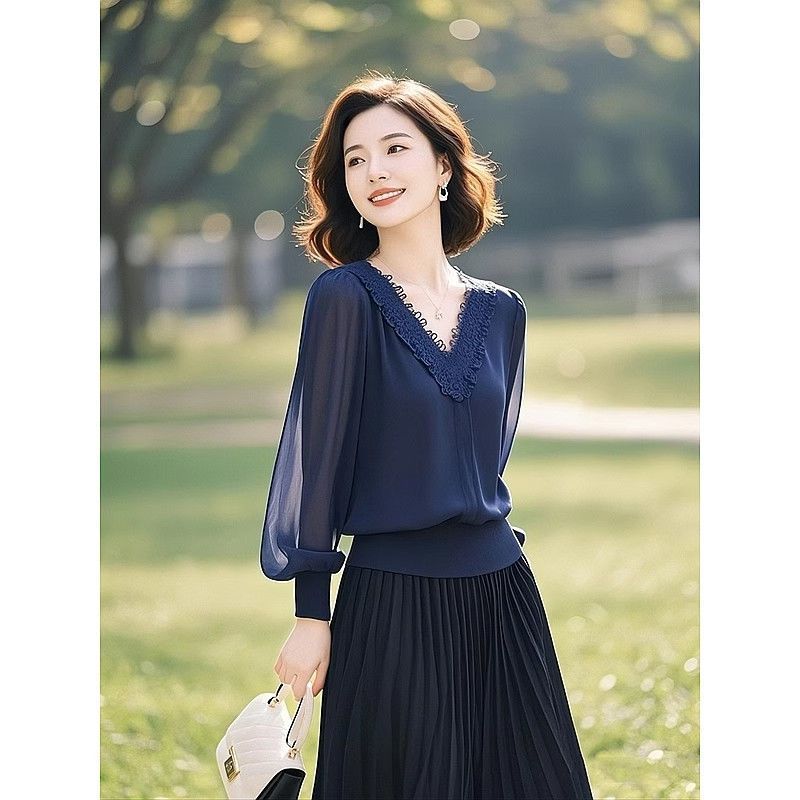 Kemeja Lengan Panjang Kerah V  - Silk Blouse ulasan dan harga