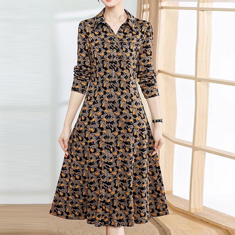 Gaun Midi Gambar Bunga Rusak A - Midi Dress ulasan dan harga