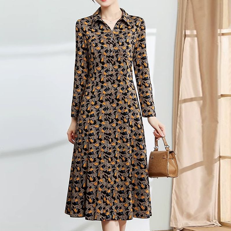 Gaun Midi Gambar Bunga Rusak A - Midi Dress ulasan dan harga
