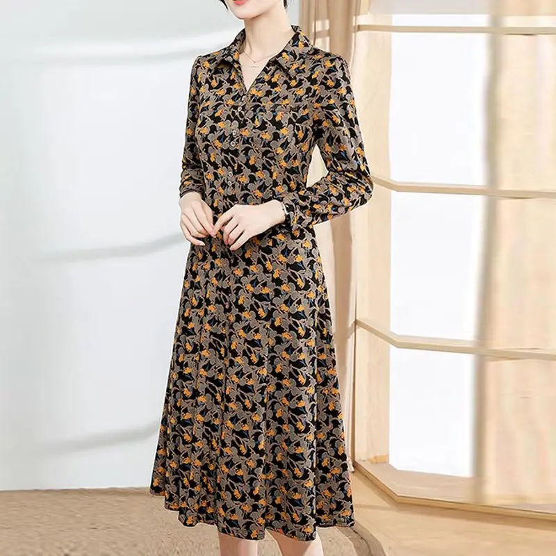 Gaun Midi Gambar Bunga Rusak A - Midi Dress ulasan dan harga